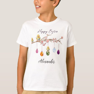 Custom Name Easter Eggs Baby Chicks Happy Easter T-Shirt