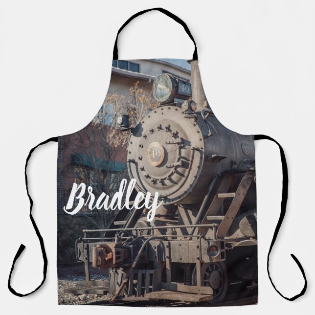 Custom Name Editable Steam Locomotive Train Fan Apron (Front)
