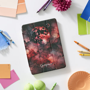 Custom Name Eerie Blood Moon Halloween Alcohol Ink iPad Pro Cover