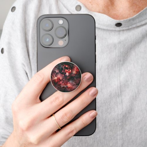 Custom Name Eerie Blood Moon Halloween Alcohol Ink PopSocket