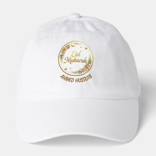 Custom Name Eid Mubarak Floral Gold Moon Festive Hat