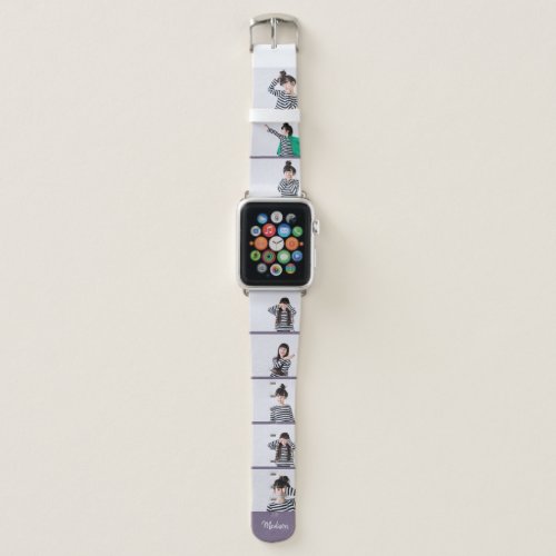 Custom Name  Eight Photo or Selfie Collage Apple Watch Band