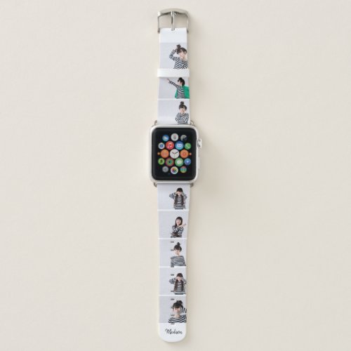 Custom Name  Eight Photo or Selfie Collage Apple Watch Band