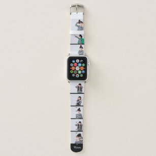Custom Name | Eight Photo or Selfie Collage Apple Watch Band