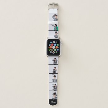 Custom Name | Eight Photo Or Selfie Collage Apple Watch Band by produkto at Zazzle