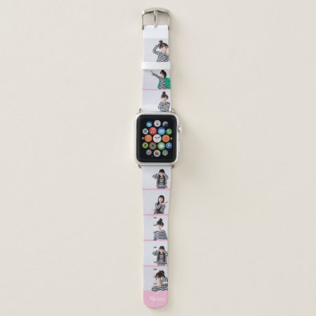 Custom Name | Eight Photo Or Selfie Collage Apple Watch Band
