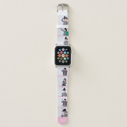 Custom Name | Eight Photo or Selfie Collage Apple Watch Band
