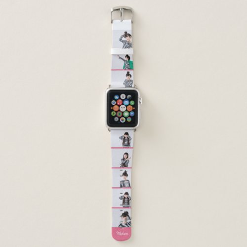 Custom Name  Eight Photo or Selfie Collage Apple Watch Band