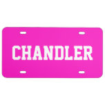 Custom Name Electric Pink License Plate at Zazzle