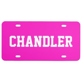 Custom Name Electric Pink License Plate by Kullaz at Zazzle