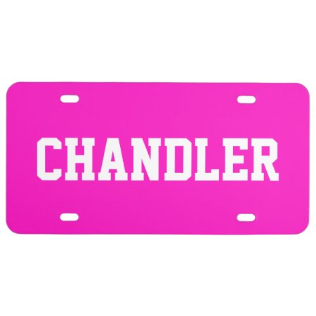 Custom Name Electric Pink License Plate