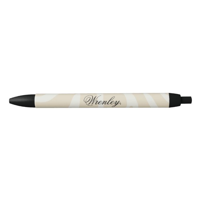 Custom Name Elegant Beige Cream Organic Pattern Pen (Front)