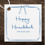 Custom Name Elegant Blue Bow Hanukkah GIft Favor Tags<br><div class="desc">Elevate your Hanukkah favors with this custom favor tag featuring a chic blue bow and elegant script text. Perfect for adding a personal touch to gift bags, party favors, or holiday treats, this refined tag is designed to make your Hanukkah celebration extra special. Simply customize with your family name for...</div>