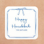 Custom Name Elegant Blue Bow Hanukkah GIft Square Sticker<br><div class="desc">Add a personal touch to your Hanukkah gifts, cards, or holiday favors with this elegant custom sticker, featuring a chic blue bow and sleek script text. Perfect for sealing envelopes, decorating packages, or creating custom holiday labels, this stylish design brings sophistication to every detail of your Hanukkah celebrations. Customize it...</div>