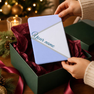 Custom Name Elegant Blue Geometric Gift Her Kindle Cover