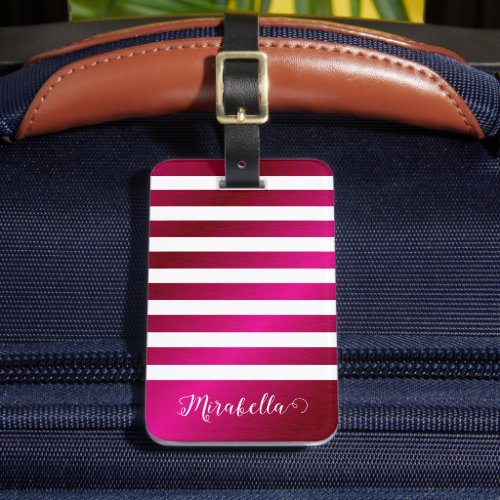 Custom Name Elegant Bright Hot Pink Luggage Tag