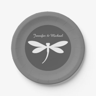 Custom Name Elegant Dragonfly | Two-toned Gray