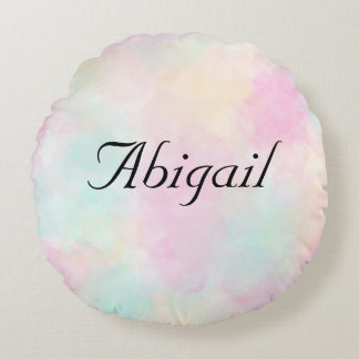 Custom Name Elegant Font Girly Patel Colors Round Pillow