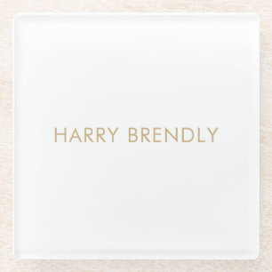Custom Name Elegant Gold Glass Coaster Gift
