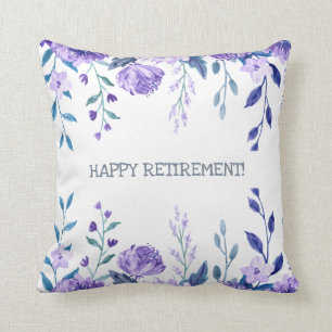 Custom Name Elegant Retirement Keepsake Floral Throw Pillow