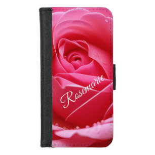 Custom Name Elegant Rose Flower iPhone 8/7 Wallet Case