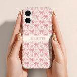 Custom Name Elegant Vintage Floral Blush Pink Bows iPhone 16 Case<br><div class="desc">Carry charm everywhere! This phone case features vintage florals and dainty blush pink bows with your custom name,  stylish,  protective,  and perfectly personalized.</div>