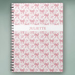 Custom Name Elegant Vintage Floral Blush Pink Bows Notebook<br><div class="desc">Write in style! This elegant notebook features vintage florals and sweet blush pink bows with your custom name,  perfect for journaling,  school,  or a thoughtful personalized gift.</div>