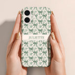 Custom Name Elegant Vintage Floral Green Bows iPhone 16 Case<br><div class="desc">Carry charm everywhere! This phone case features vintage florals and dainty sage green bows with your custom name,  stylish,  protective,  and perfectly personalized.</div>
