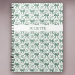 Custom Name Elegant Vintage Floral Green Bows Notebook<br><div class="desc">Write in style! This elegant notebook features vintage florals and sweet green bows with your custom name,  perfect for journaling,  school,  or a thoughtful personalized gift.</div>