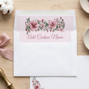 Custom Name Elegant Watercolor Floral Wedding Envelope Liner