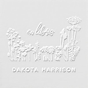 Custom Name Elegant Wildflower Book Embosser