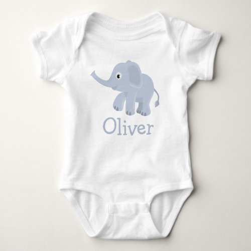 Custom Name Elephant Baby Bodysuit