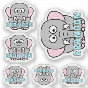 Custom Name Elephant Zoo Animal Sticker