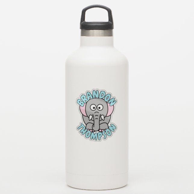 Custom Name Elephant Zoo Animal Sticker (Waterbottle)