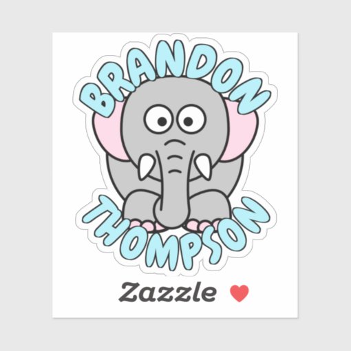 Custom Name Elephant Zoo Animal Sticker | Zazzle