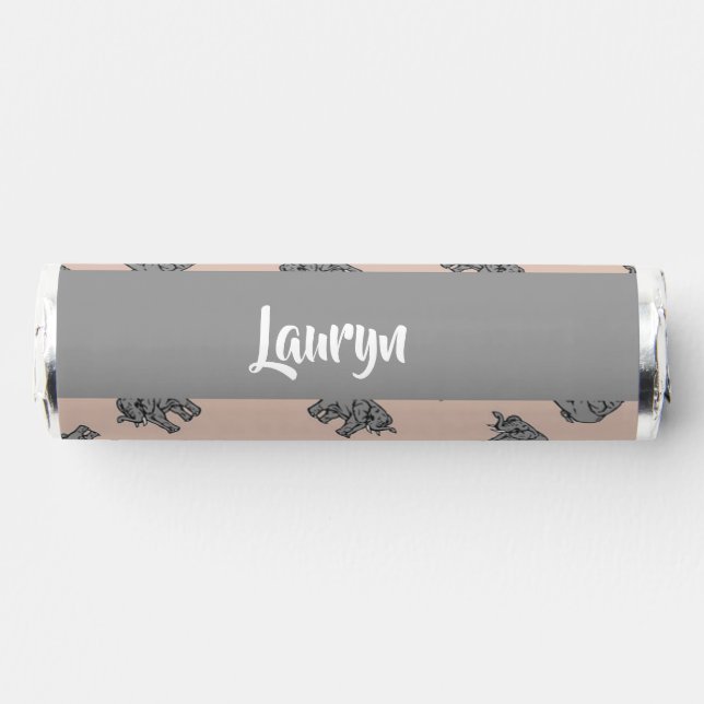 Custom name elephants on brown breath savers® mints (Front)
