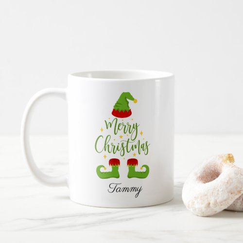 Custom Name Elf  Merry Christmas Coffee Mug
