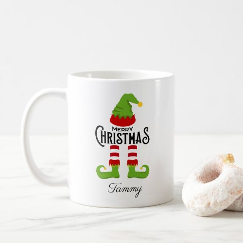 Custom Name Elf  Merry Christmas Coffee Mug