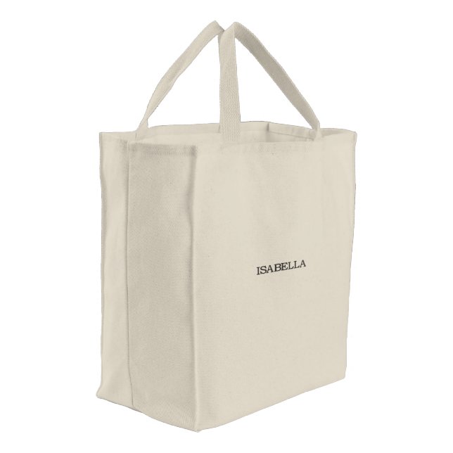 Custom Name Embroidered Tote Bag Stylish Flair (Angled)