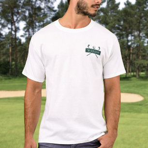 Custom Name Emerald Green Golf Clubs And Ball T-Shirt