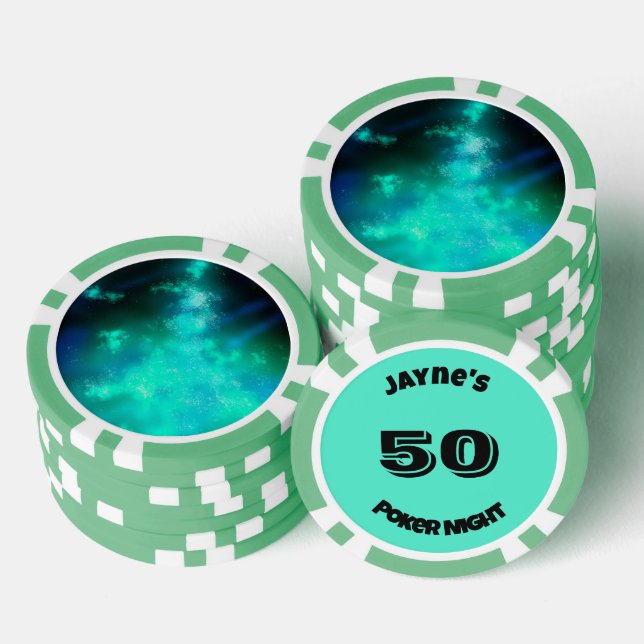 Custom Name Emerald Green  Poker Chips (Stack)