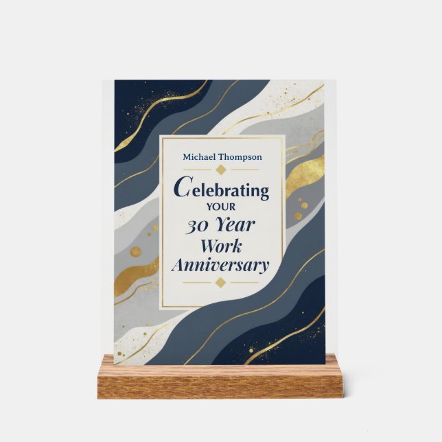Custom Name Employee 30 Year Work Anniversary Acrylic Sign (Front)