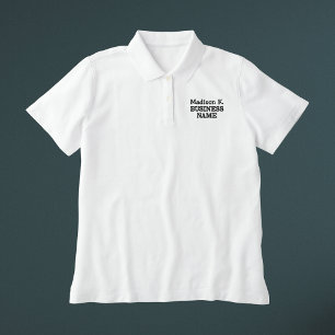 Custom Name Employee White Business Embroidered Polo Shirt