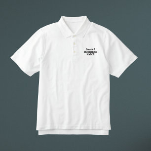 Custom Name Employee White Business Men Embroidered Polo Shirt