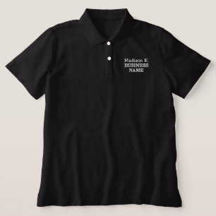 Custom Name Employee Women Business Black Embroidered Polo Shirt