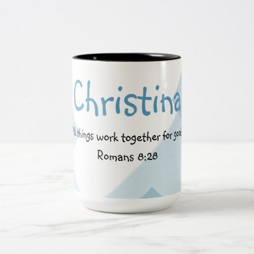 Custom Name Encouraging Inspirational Bible Quote  Two_Tone Coffee Mug