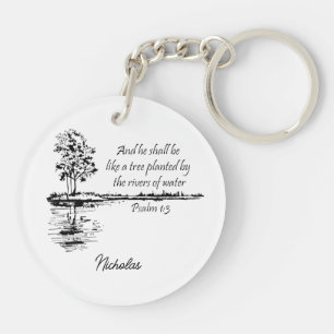 Custom Name Encouraging Scripture Psalm 1:3 Keychain