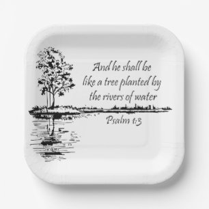 Custom Name Encouraging Scripture Psalm 1:3 Paper Plates