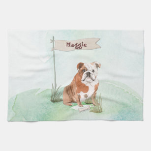English Bulldog Gift, Funny Dog Towel, Personalized Beach Towel