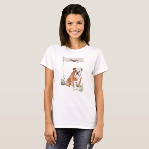 Custom Name English Bulldog Pet Dog T_Shirt